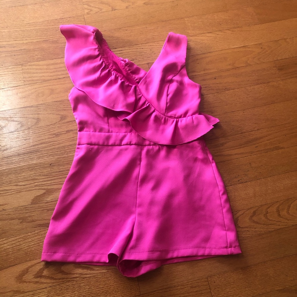 Ruffle Dress Romper- Hot Pink